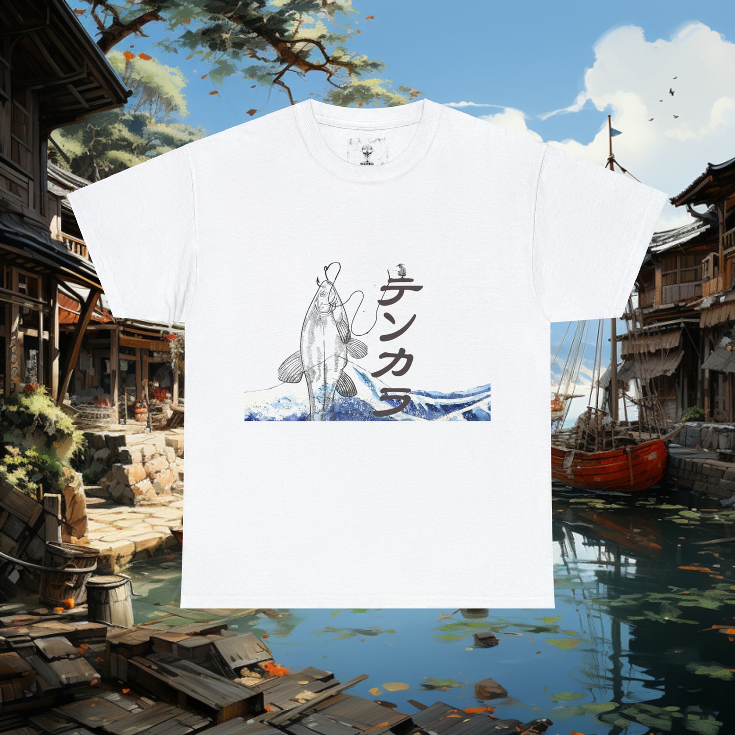 Unisex "Fly Fishing" Heavy Cotton Tee. Graphic T-Shirt, Japanese, T-Shirt, Gift For Him, Gift For Her, Fisherman, Fishing Gear,