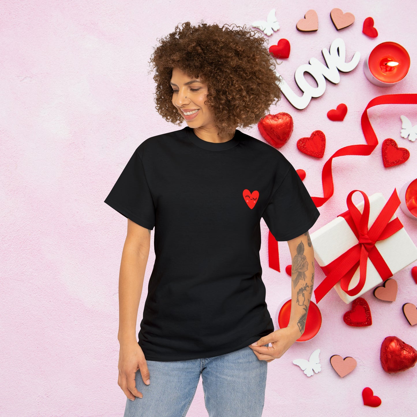 Unisex "Flirty Heart"  SCBC Heavy Cotton Tee. Graphic T-Shirt, T-Shirt, Unique, Original Brand, Valentines Day, Heart, Valentines Day Gift