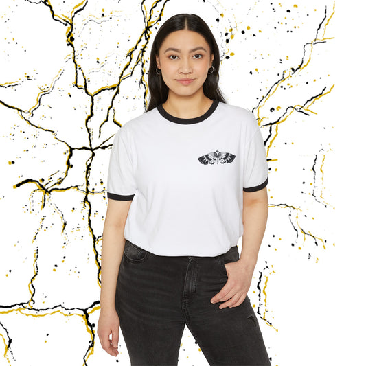 SCBC Unisex "Polilla" Cotton Ringer T-Shirt. Ringer T-shirt, Vintage, Branded, T-Shirt, Streetwear,  Unisex, Light Weight, Spring Fashion