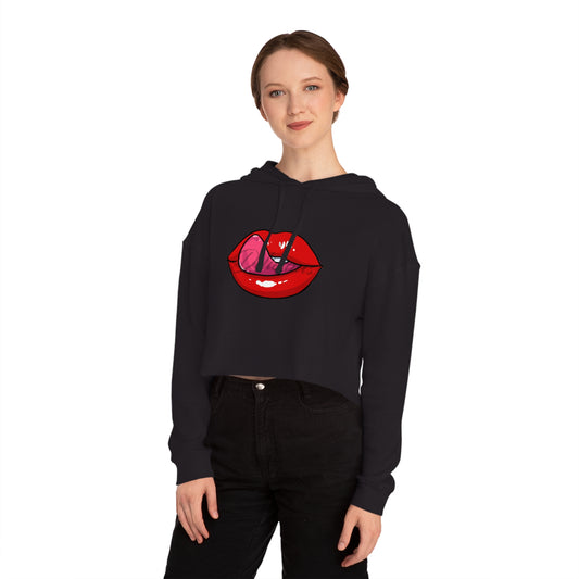 Delicious Lip Service Cropped Hooded Sweatshirt