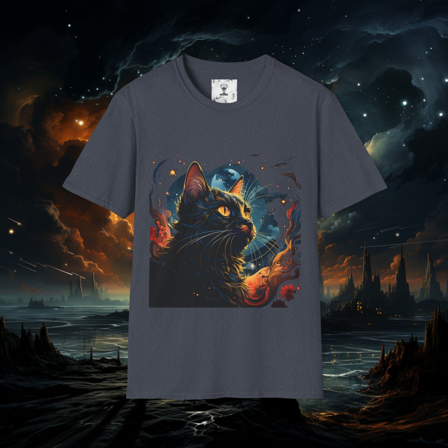 Short Sleeve "Space Cat" T-Shirt Unisex fit, Gift for Him, Gift for Her, Birthday Gift, Gift For Cat Lovers.