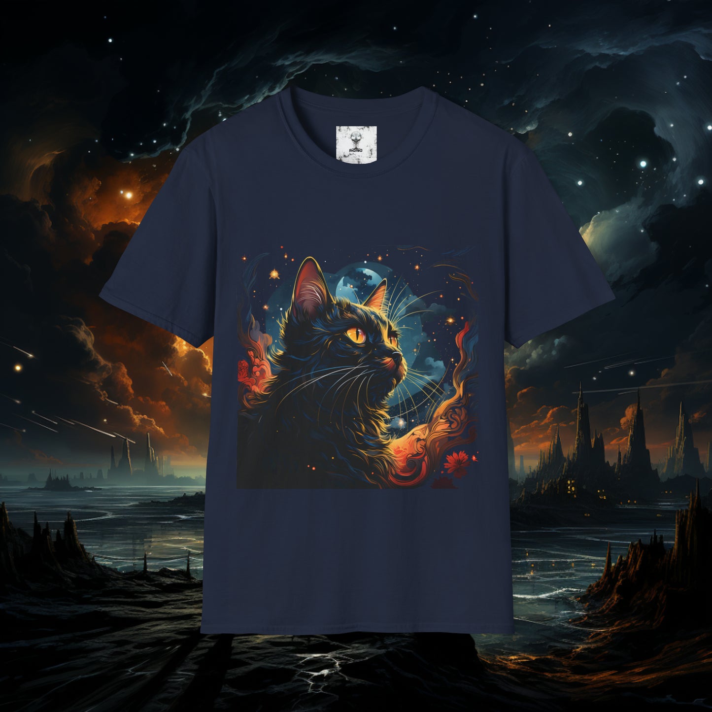 Short Sleeve "Space Cat" T-Shirt Unisex fit, Gift for Him, Gift for Her, Birthday Gift, Gift For Cat Lovers.