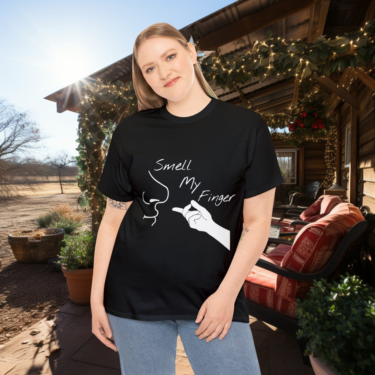 Unisex Smell My Finger Heavy Cotton Tee. Graphic T Shirt. Funny T Shirt. Outerwear. Unisex. Gift For Him. Gift For Her. Funny Gift