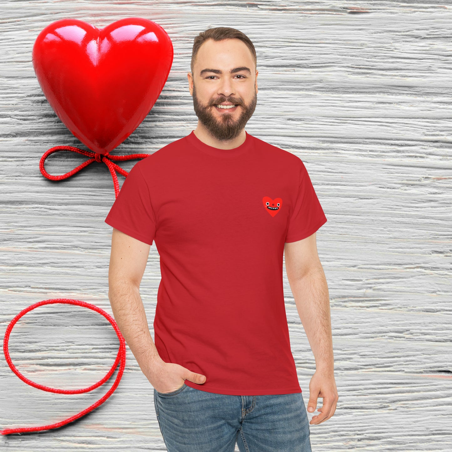 Unisex "Happy Heart"  SCBC Heavy Cotton Tee. Graphic T-Shirt, T-Shirt, Unique, Original Brand, Valentines Day, Heart, Valentines Day Gift