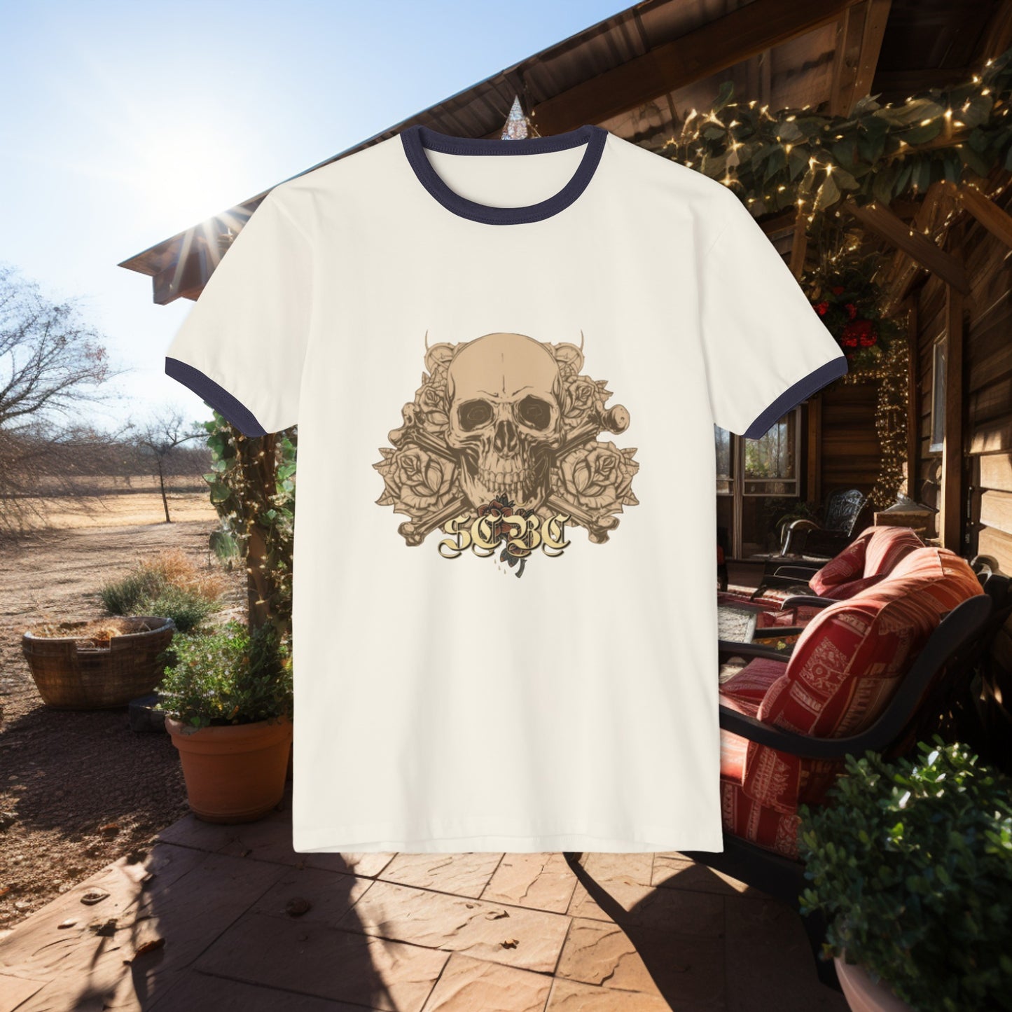 Unisex SCBC "Bone Head" Cotton Ringer T-Shirt. Ringer T-shirt, Vintage, Branded, T-Shirt, Streetwear,  Unisex, Light Weight, Spring Fashion