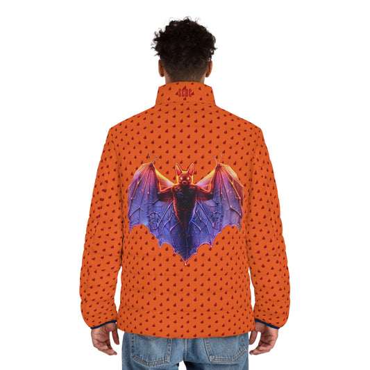 Men's SCBC "Bat's Blood" Puffer Jacket (AOP). Puffer Jacket, Spring, Mens Clothes, Warm Jacket, Lightweight, Elephant. Graphic Design