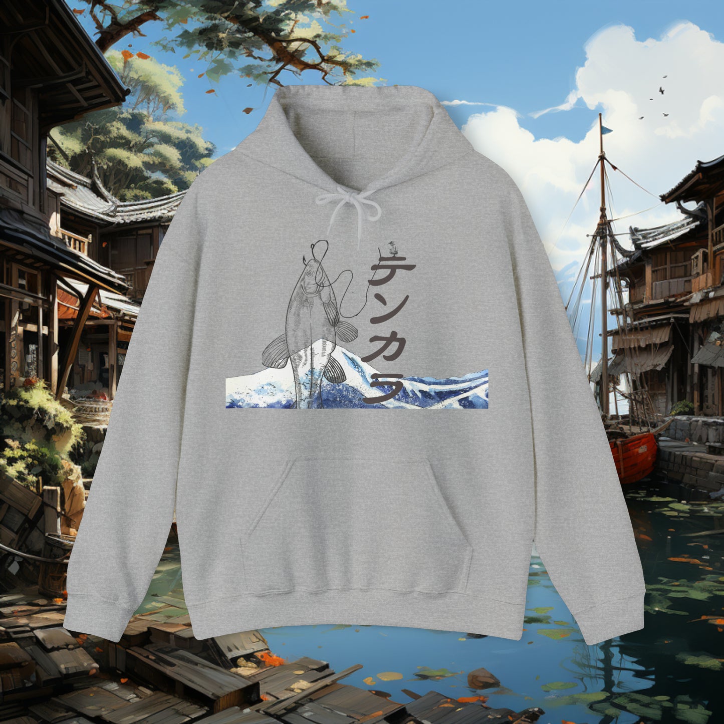 Unisex "Fly Fishing" Heavy Blend™ Hooded Sweatshirt. Graphic Sweater. Japanese. Hoodie. Gift For Him. Gift For Her. Fisherman. Fishing Gear