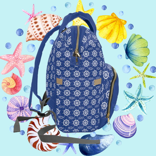 Multifunctional SCBC "Nautical" Diaper Bag. Baby Bag, New Mom, Infant Apparel, Baby Accessories, Baby Boy, Baby Girl, Backpack, Diaper Bag
