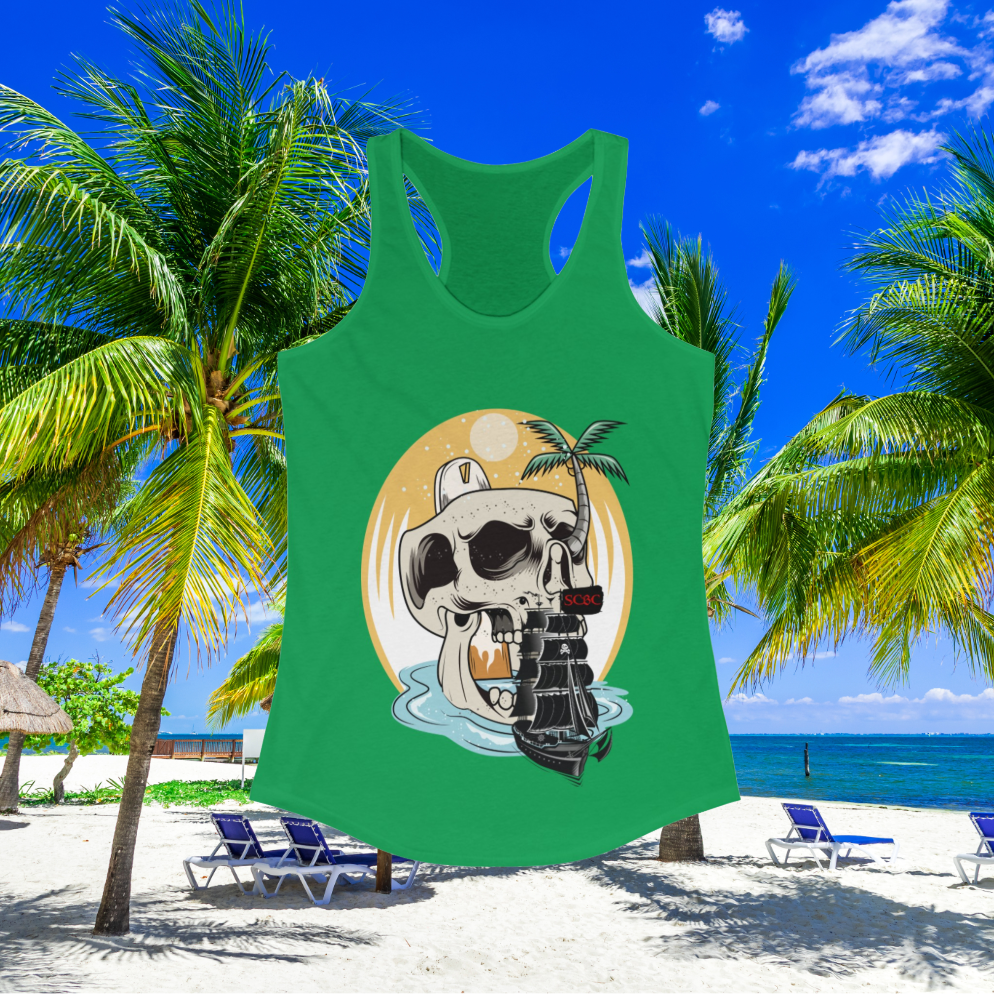 Women's SCBC Ideal Racerback Tank. Summer Shirt, Beach Shirt, Tank-Top, Racerback, Sports Apparel, Slim Fit, Sleeveless, Women's Shirt.