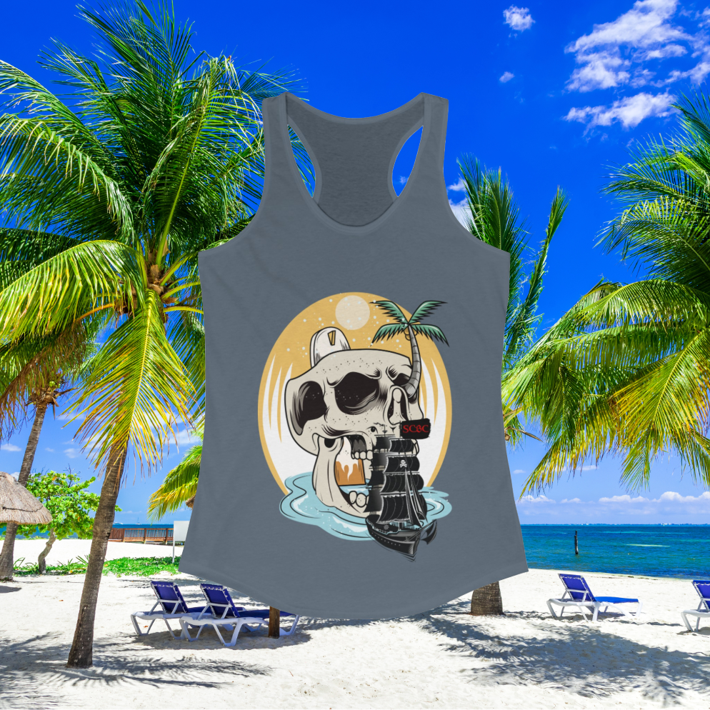 Women's SCBC Ideal Racerback Tank. Summer Shirt, Beach Shirt, Tank-Top, Racerback, Sports Apparel, Slim Fit, Sleeveless, Women's Shirt.