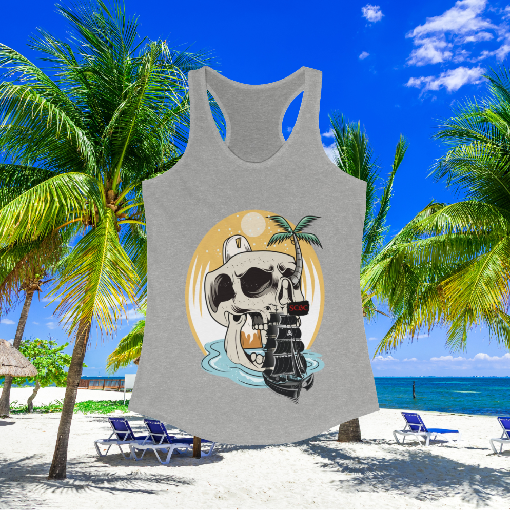 Women's SCBC Ideal Racerback Tank. Summer Shirt, Beach Shirt, Tank-Top, Racerback, Sports Apparel, Slim Fit, Sleeveless, Women's Shirt.
