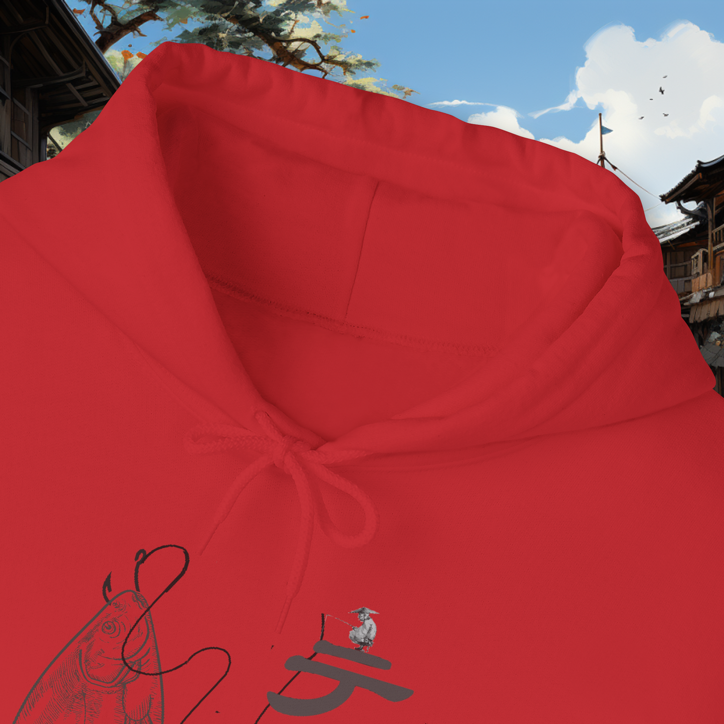 Unisex "Fly Fishing" Heavy Blend™ Hooded Sweatshirt. Graphic Sweater. Japanese. Hoodie. Gift For Him. Gift For Her. Fisherman. Fishing Gear