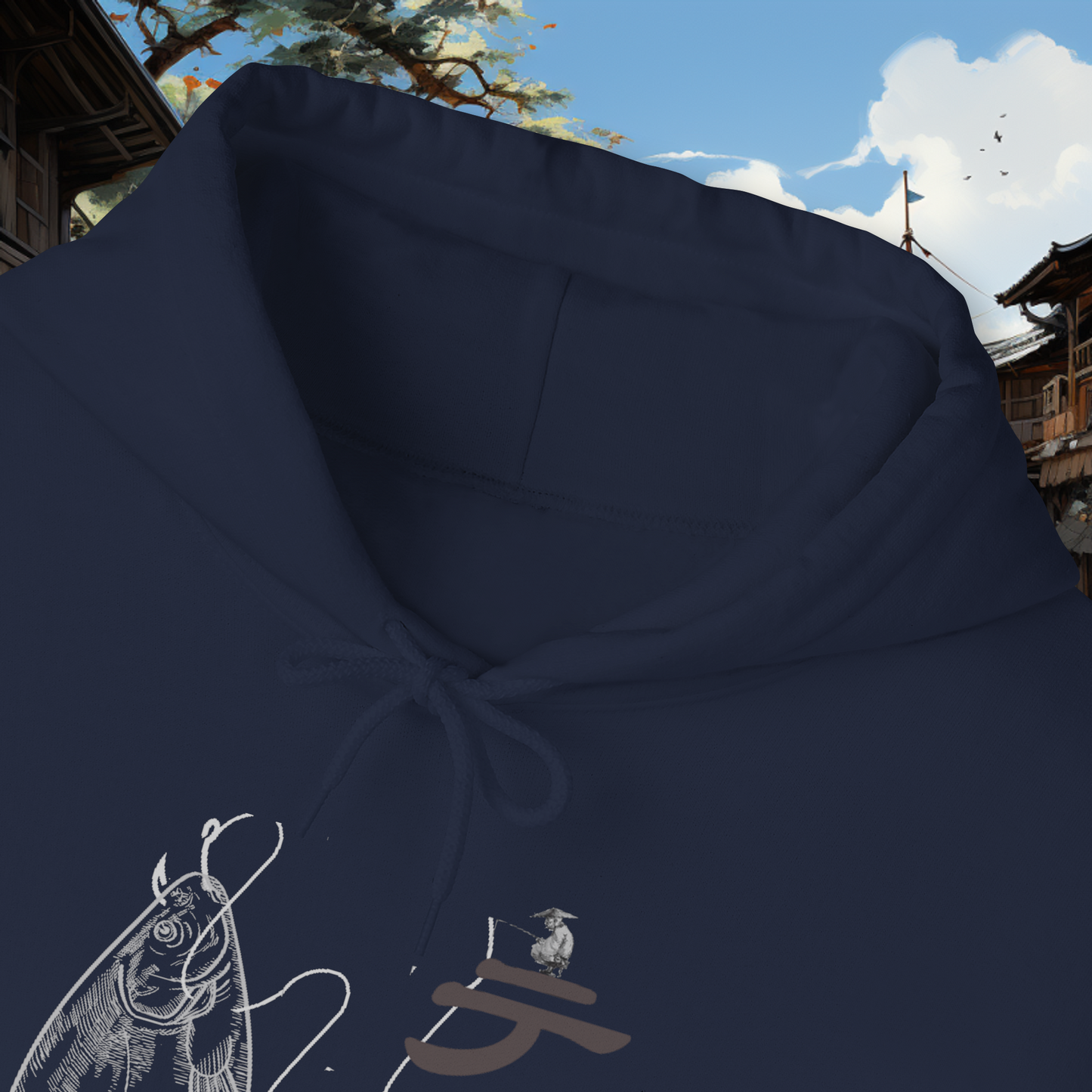 Unisex "Fly Fishing" Heavy Blend™ Hooded Sweatshirt. Graphic Sweater. Japanese. Hoodie. Gift For Him. Gift For Her. Fisherman. Fishing Gear