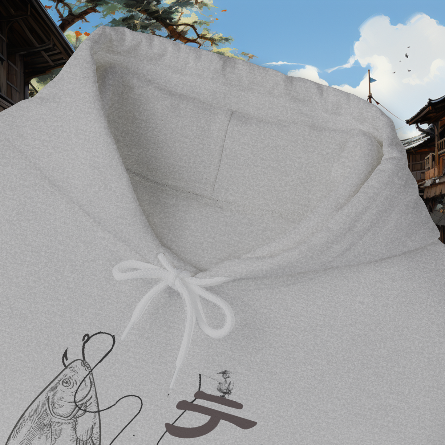 Unisex "Fly Fishing" Heavy Blend™ Hooded Sweatshirt. Graphic Sweater. Japanese. Hoodie. Gift For Him. Gift For Her. Fisherman. Fishing Gear