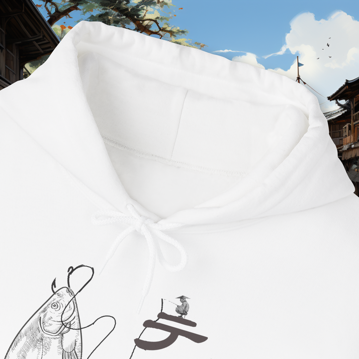 Unisex "Fly Fishing" Heavy Blend™ Hooded Sweatshirt. Graphic Sweater. Japanese. Hoodie. Gift For Him. Gift For Her. Fisherman. Fishing Gear