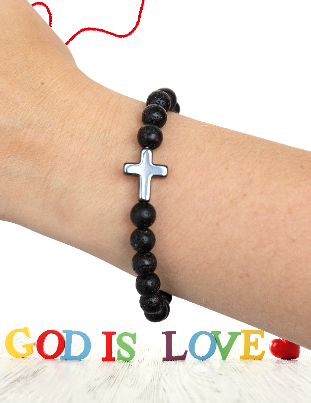 God Is King Cross Bead Bracelet. Crucifix. Christian/Catholic. Religious Jewelry. Christian Religious Jewelry. Prayer Bands. Jesus Bracelet