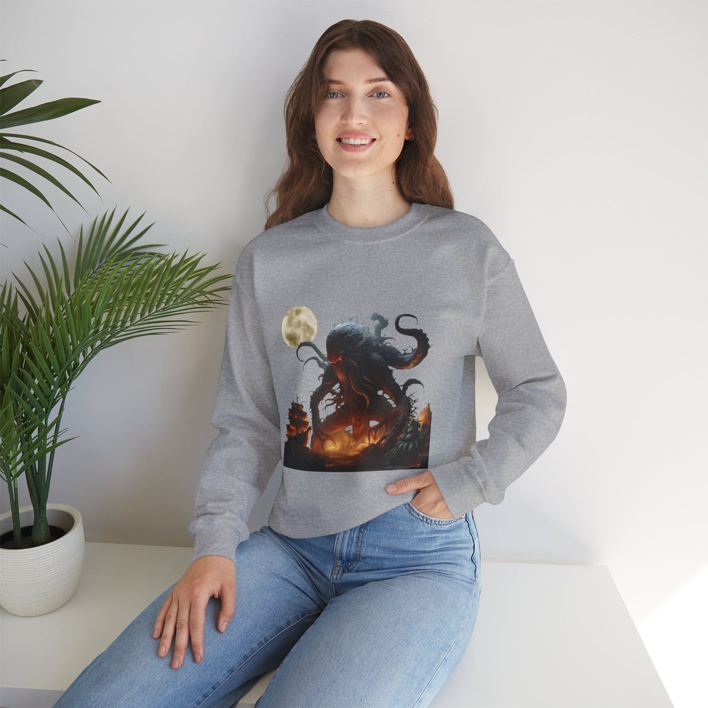 Unisex "The Kraken" Heavy Blend Crewneck Sweatshirt. Graphic Sweatshirt. Unisex. Sci-Fi. Gift For Him. Gift For Her. Sea Creature. Christmas