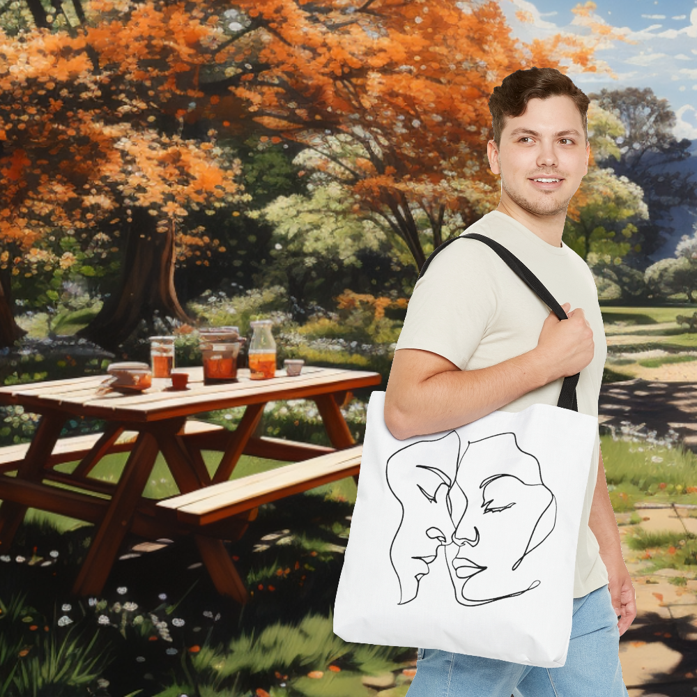 Love is Love Tote Bag (AOP). Tote Bag. Green Bag. Everyday Use Bag. Gift For Her. Gift For Him. Anniversary Gift. Gift For Couples.