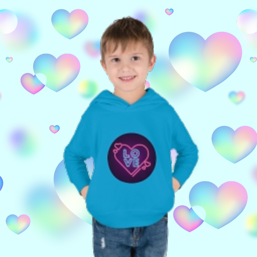 Toddler "Love Hearts"  Pullover Fleece Hoodie. Hoodie.Kids Clothes. Valentines Day. School Clothes. Pastel Colors. Gift for Kids