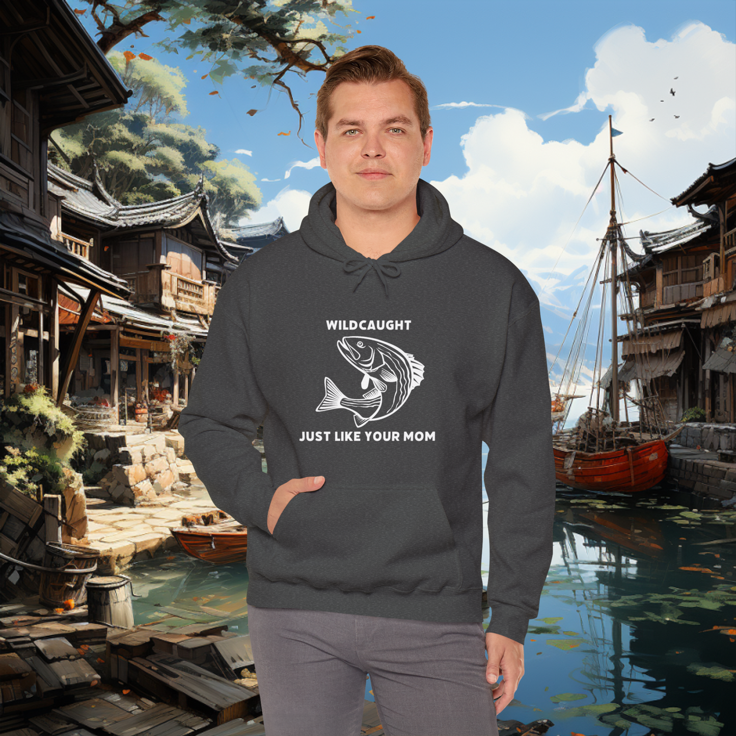 Unisex Heavy Blend "Wildcaught" Hooded Sweatshirt. Funny Sweatshirt. Gift For Him. Stocking Stuffer. Christmas Gift. Fisherman/Fishing Gear