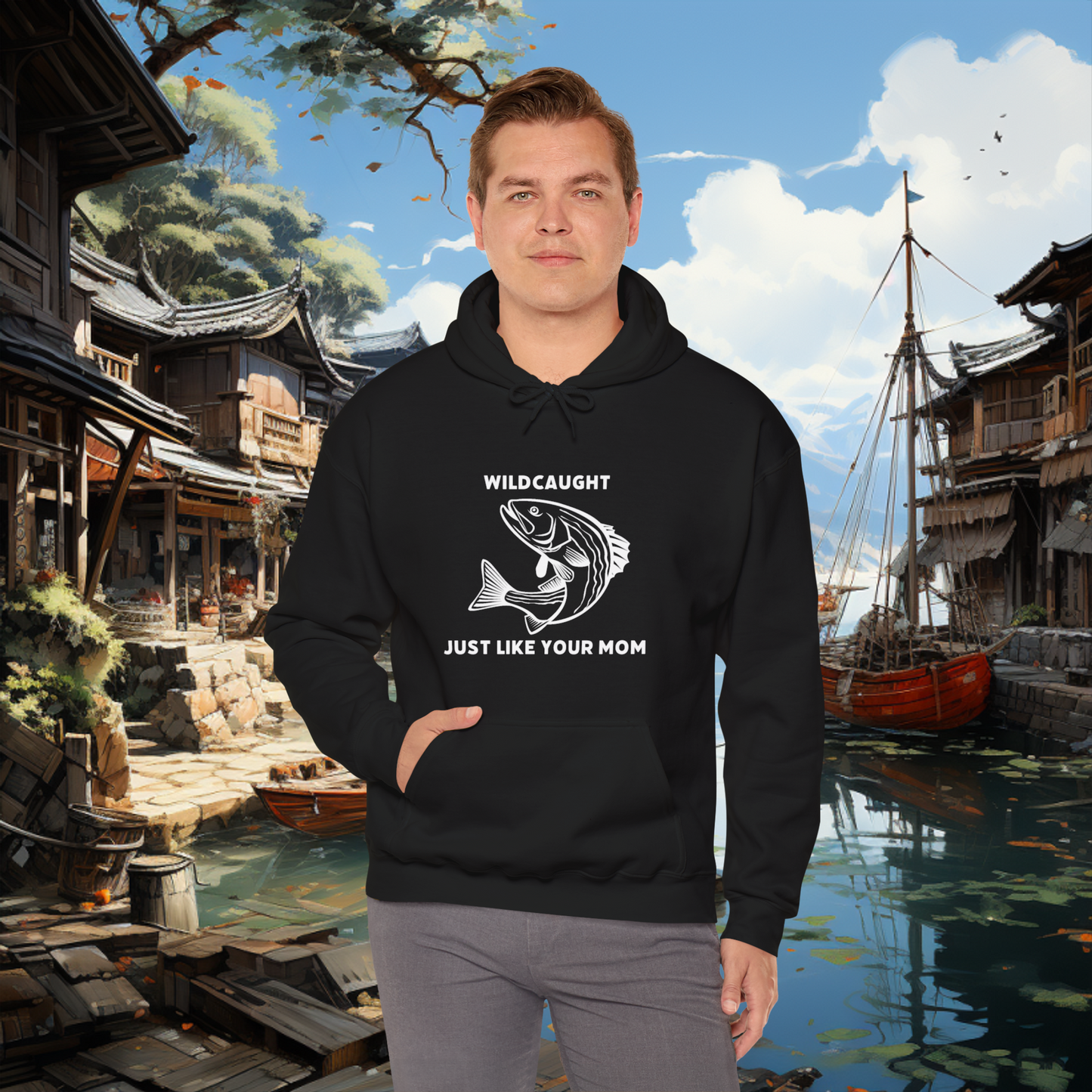 Unisex Heavy Blend "Wildcaught" Hooded Sweatshirt. Funny Sweatshirt. Gift For Him. Stocking Stuffer. Christmas Gift. Fisherman/Fishing Gear