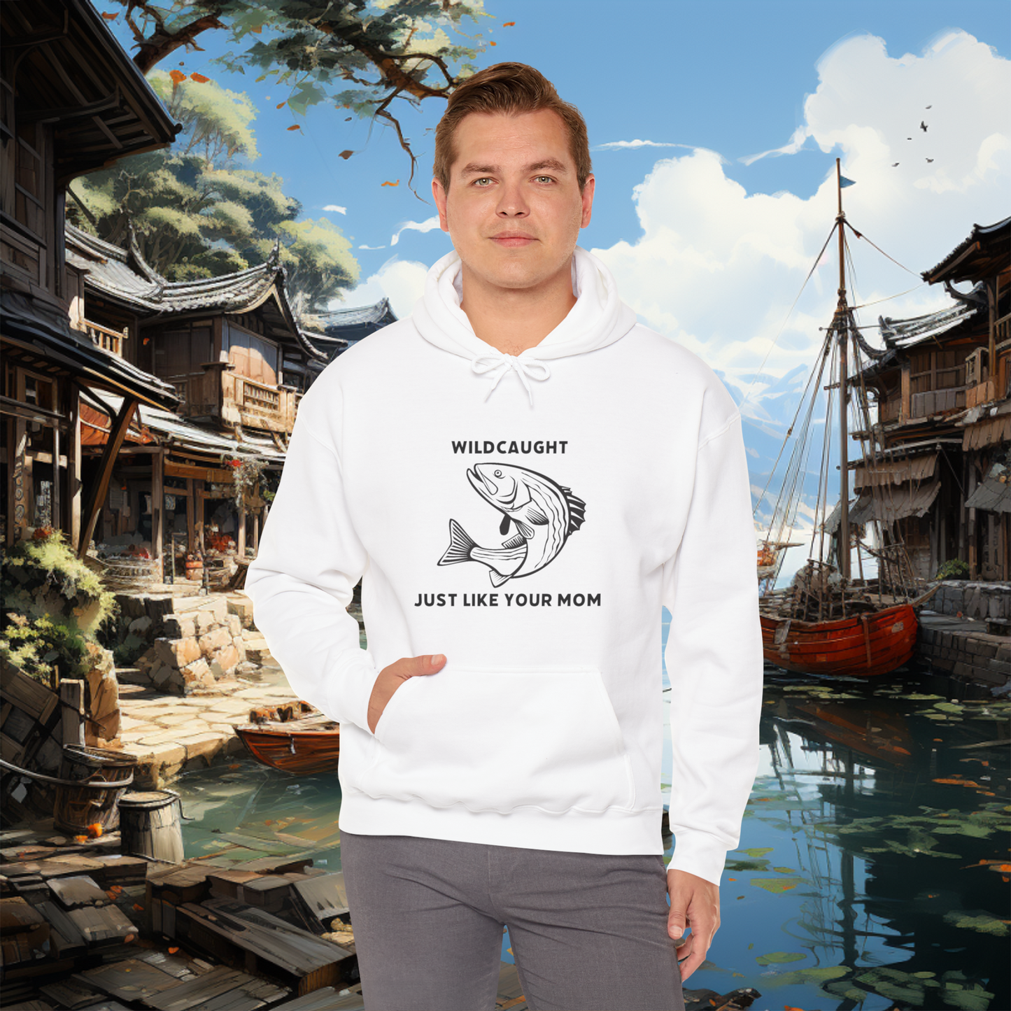 Unisex Heavy Blend "Wildcaught" Hooded Sweatshirt. Funny Sweatshirt. Gift For Him. Stocking Stuffer. Christmas Gift. Fisherman/Fishing Gear