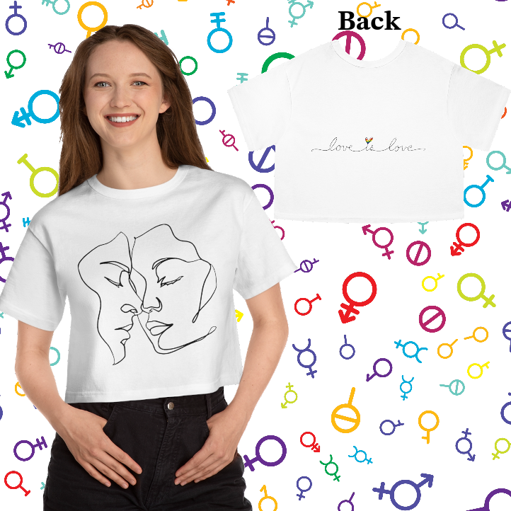Champion Women's/Mens "Love is Love" Heritage Cropped Tee. Pride T-Shirt Gay Apparel Lesbian Apparel Queer Trans Gift For Him Gift For Her