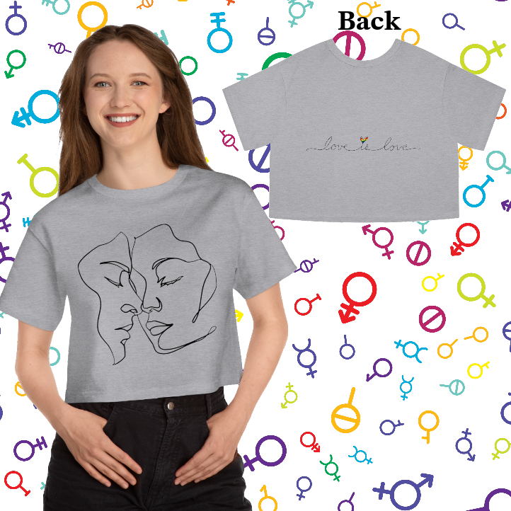 Champion Women's/Mens "Love is Love" Heritage Cropped Tee. Pride T-Shirt Gay Apparel Lesbian Apparel Queer Trans Gift For Him Gift For Her