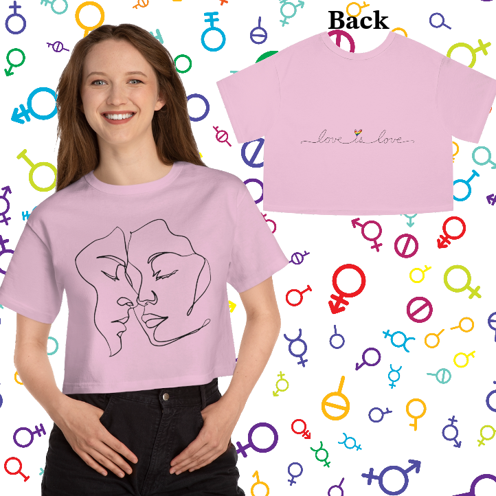 Champion Women's/Mens "Love is Love" Heritage Cropped Tee. Pride T-Shirt Gay Apparel Lesbian Apparel Queer Trans Gift For Him Gift For Her