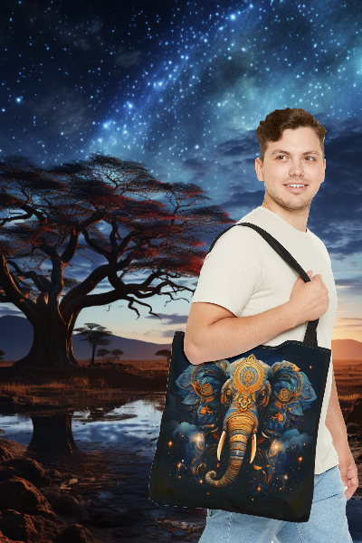 Elephant Tote Bag. This Shoulder Bag Provides Comfort & Has a Beautiful Elephant Design. Perfect Gift For Her, Birthday Gift or Grocery Bag