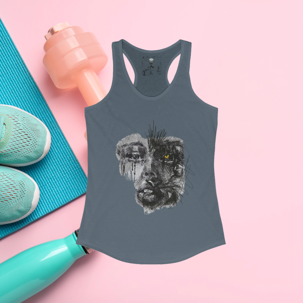 Women's "Tears of a Tiger" Racerback Tank. Women's Tank. Tank Top. Work-Out Clothes. Casual Wear. Streetwear. Gift For Her. Birthday Gift.